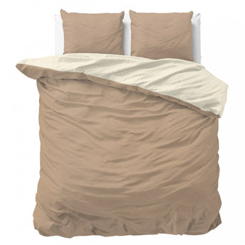 Zensation Twee Kleuren Creme/Taupe Dekbedovertrek - Dromen & Wonen