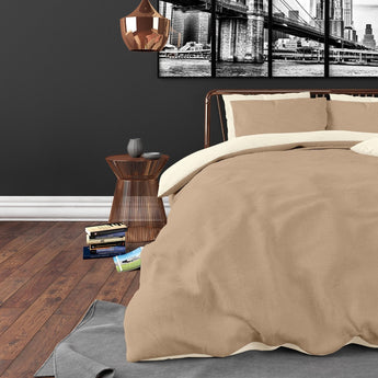 Zensation Twee Kleuren Creme/Taupe Dekbedovertrek - Dromen & Wonen