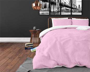 Zensation Twee Kleuren Roze/Wit Dekbedovertrek - Dromen & Wonen