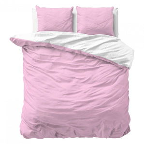 Zensation Twee Kleuren Roze/Wit Dekbedovertrek - Dromen & Wonen