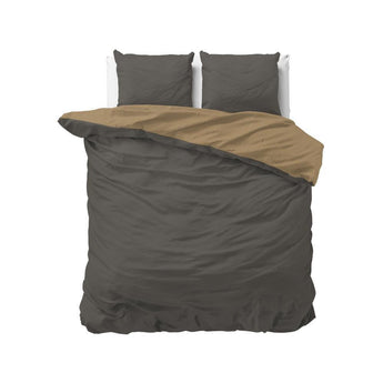 Zensation Twee Kleuren Taupe/Antraciet Dekbedovertrek - Dromen & Wonen